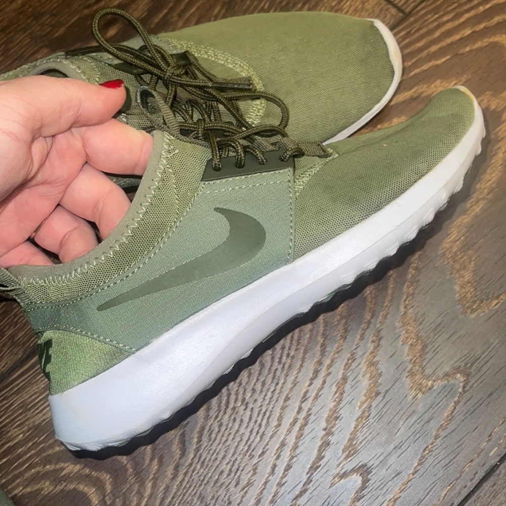 Like new olive green Nike slip ons